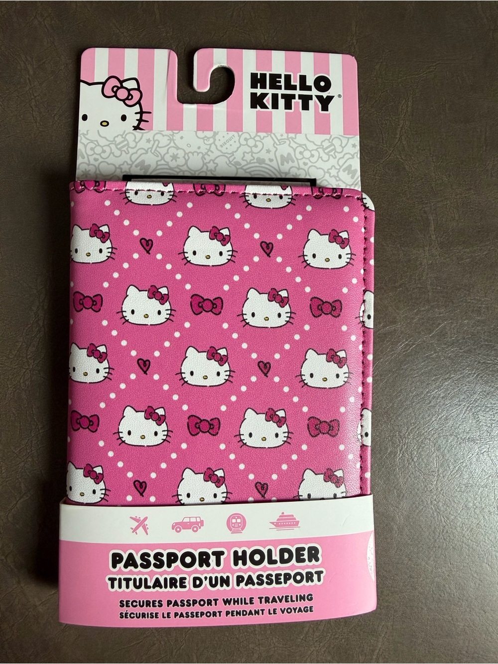 Hello Kitty Pink Travel Passport Holder with Bow Pattern